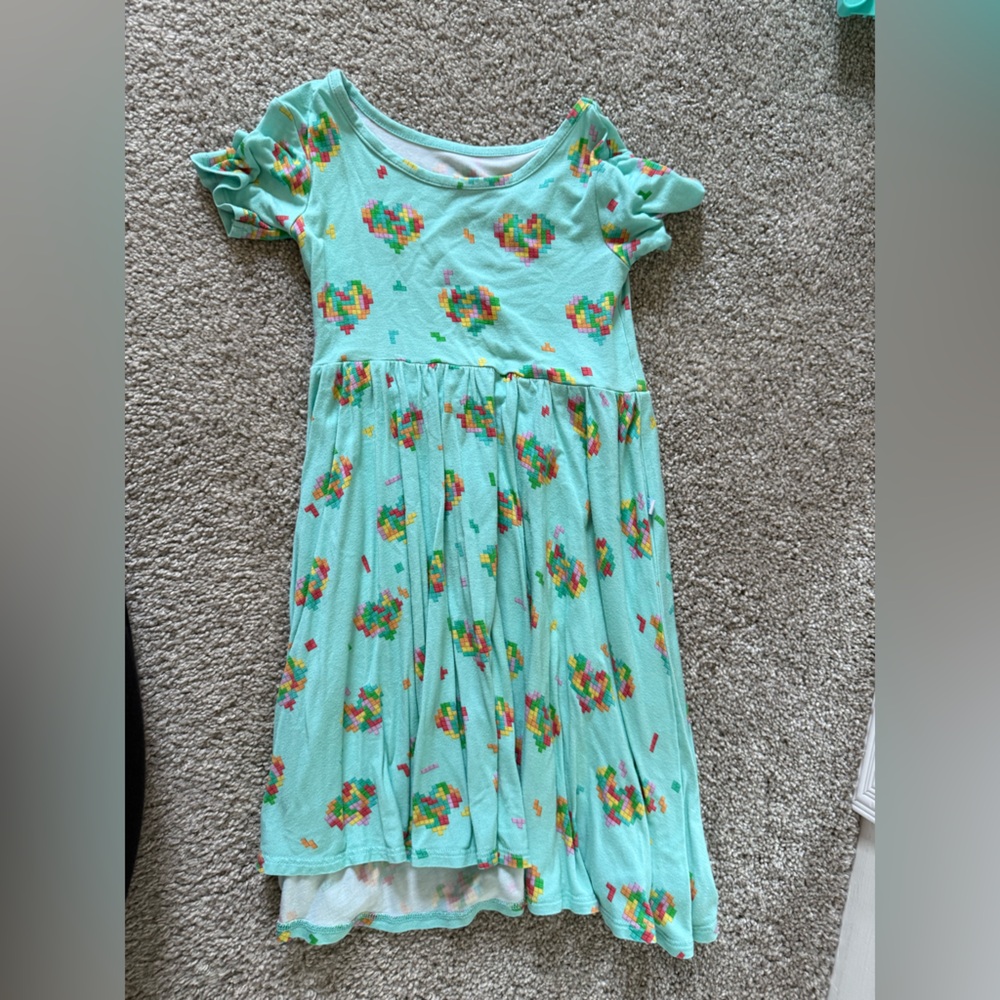 Posh Peanut Mint Green Dress with Multicolor Heart Print